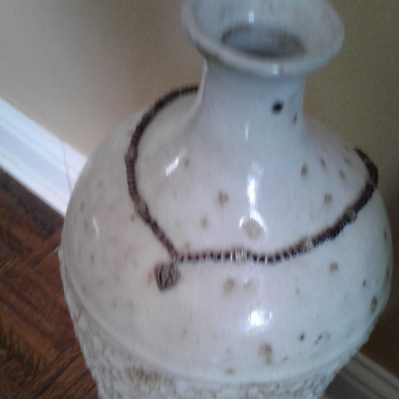 Purple beaded necklace with silver colored accents - Picture 6 of 6